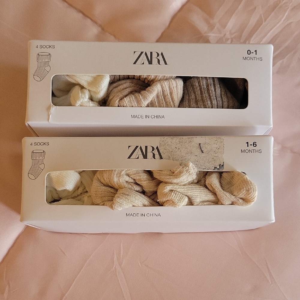 Zara Baby Socks Set - Cream and Tan
